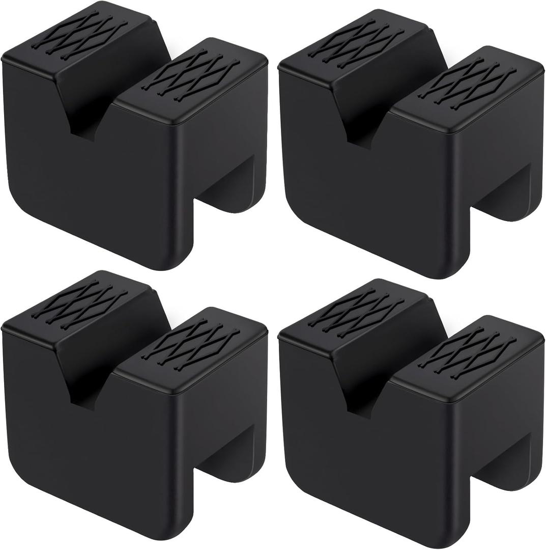 4-Pack Car Jack Stand Pads, Fits 3 Ton Rubber Jack Pad Adapter with Non-Slip Ridges, Universal Rail Pinch welds Protector for Protecting Car Chassis
