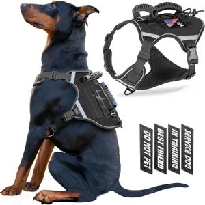 Tactical Dog Vest,Harness for Medium Small Dogs Reflective No Pull Adjustable Pet Harness Walking Training Running,Easy Control Pet Vest for Military Use Service Dog Harnesses(Black,S)