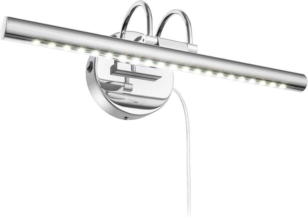 LED Bathroom Vanity Light Fixtures with on/Off Switch Chrome Stainless Steel Make-Up Wall Light Mirror Light Picture Front Lamp 5050smd 5W,Plug in Cord