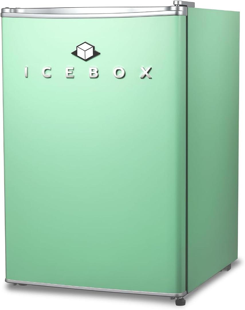ICEBOX 2.5 Cu. Ft. Compact Refrigerator, ENERGY STAR Certified Small Refrigerator, Single Door Mini Fridge with Chiller Compartment, R600a Refrigerant, IBCR25MNT, Mint Green