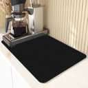 Coffee Mat, Dish Drying Mat with Non-Slip Rubber Backed, Easy Clean Super Absorbent Drying Pad for Kitchen Counter, Coffee Bar, Espresso Machine (Black, Small - 11.81"  15.74")