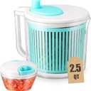Salad Spinner with Chopper Set2.5Qt Lettuce Spinner with Built-in Colander and Measuring Cup BowlSmall Plastic Fruit Cleaner Pasta Dryer Herb CleanerSingle Serve Quick Veggie Prepping Set (Mint)