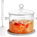 Clear Glass Pot Set for Cooking On Stove - 1.3l/45 Fl Oz Glass Cookware Simmer Pot for Safe for Pasta Noodle, Soup, Milk