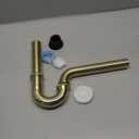 Brass P Trap, 1 1/4 Bathroom Basin Sink Waste Trap Drain Kit with Flange and Slip Joint Extension Tube Drain Tailpiece, Adjustable Height, Brushed Gold Brass Finish