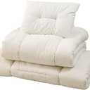 EMOOR Space-Saving Japanese Futon Set (Futon Mattress, Comforter & Pillow) Compact-Twin, Made in Japan, Foldable Floor Sleeping Mattress Shikibuton Tatami Mat Camp Guest-Use