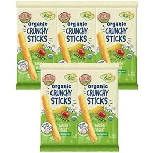 Earth's Best Organic Baby Food, Dissolvable Teething Snack for Babies 6 Months and Older, Garden Veggie Crunchy Sticks, .56 oz Pack (Pack of 5) BB Date 11 FEB 2026