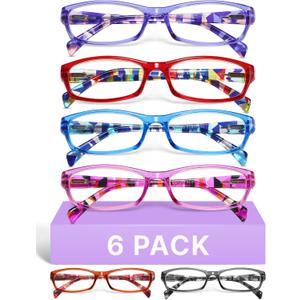 Gaoye 2.5 Reading Glasses for Women, 6 Pack Fashion Readers, Spring Hinge Eye Glasses, Blue Light Reading Glasses (*C1 Mix Color)