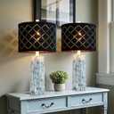 RORIANO 24'' Table Lamps Set of 2 for Bedroom Living Room, Traditional Resin Farmhouse Vintage Nightstand Bedside Lamps, 2 Bulbs Included (Wash Blue)