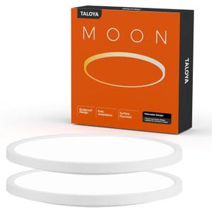 TALOYA 2 Pack of White 10 Inch Ceiling Mount LED Light Fixture, 5-in-1 CCT Selectable, 2000lw 20W Super Bright Round Ultra Slim Surface Mounted Lamp for Basement Foyer Hallway Kitchen
