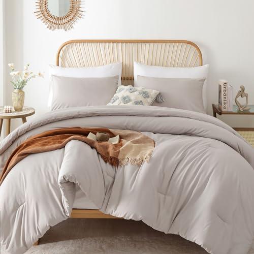 ROSGONIA California King Comforter Set Linen Grey, 3pcs (1 Boho Gray Cal King Comforter & 2 Pillowcases), All Season Soft Bedding Blanket Quilts
