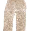Women's Sparkly Jumpsuits Sexy Long Sleeve Cocktail Elegant Mock Neck Bodycon Straight Long Pants Rompers with Pockets (Beige, XXL)