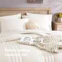 Monbix Full Size Comforter Sets - 7 Pieces White Bed in a Bag Full Size Bedding Sets with Comforters, All Seasons Comforter with Sheets,Pillowcases & Shams