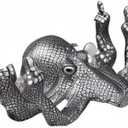 2 x Luminous Gesture Octopus with Mother of Pearl,Octopus Statue,Ocean Fluorescence for Garden Indoor Outdoor Home Decoration,Resin Figurine Sculpture Garden Decor Ornaments (Black)