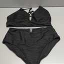 Herseas 2 Piece Bikini Set U-Wire Cutout Popular Swimsuit High Waisted Textured 2026 Summer Beach Swim Bathing Suits (XX-Large, Black)