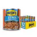 BUSH'S BEST 8.1 oz Canned Zero Sugar Added Baked Beans, Source of Plant Based Protein and Fiber, Low Fat, Gluten Free, (Pack of 12) (EXP 10/01/27)