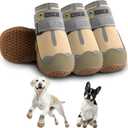 Hcpet Dog Shoes for Large Dogs, Waterproof Dog Booties for Small Medium Dogs, Anti-Slip Dog Boots & Paw Protectors for Hot Pavement Winter Snow Hiking with Reflective Straps Khaki Size 7