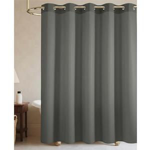 WONICY Long No Hook Shower Curtain with Snap in Liner, Polyester Textured Shower Curtain with Liner Set, Waterproof Washable Hotel Style Shower Curtains for Bathroom, 71Wx80H, Grey
