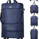 Hanke Suitcases with Wheels Expandable Foldable Luggage Bag Suitcase Collapsible Rolling Travel Bag Duffel Bag for Men Women Lightweight Suitcases without Telescoping Handle, Blue