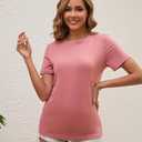Womens T Shirts Short Sleeve Crew Neck Shirts Basic Tee Tops Blouse Summer Casual Tee Tops S-XXL (S)