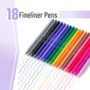 Mr. Pen- Colored Fineliner Pens, 18 Pack, 0.4mm, Ergonomic Triangular Barrels, Smooth Writing Pens for Journaling, Note-Taking, Coloring, Sketching, Planning & Art Projects