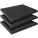 Black Polyurethane Foam Inserts for Cases, 3 Pcs 16 x 12 x 1 Inch, Cuttable Packing Padding for Tool Box, Camera, Crafts and Storage
