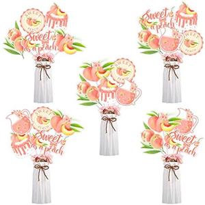 Peach Centerpieces for Table - 24Pcs Sweet As a Peach Centerpiece, Double-Sided Printing Peach Centerpieces for Baby Shower, Birthday Party, Wedding Supplies