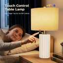21" Modern Ceramic Table Lamp Set of 2 for Bedroom, Touch Control White Desk Lamps for Living Room, Farmhouse Bedside Lamps for Nightstand, End Table Lamps for Dorm Beige, Bulbs Not Included