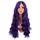 MapofBeauty 28 Inch/70 cm Long Wavy Middle Part with No Bangs Synthetic Fiber Curly Fashion Women Party Cosplay Wig (Dark Purple