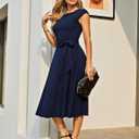 DRESSTELLS Women's Cocktail Dresses, Formal Wedding Guest Modest Church Vintage Tea Party Midi Evening Dress (XL)