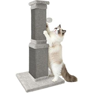Cat Scratching Post, 32 Inch Cat Scratching Posts for Large Cats, Scratching Posts for Indoor Cats Adults, Cat Scratch Post with Nature Sisal, Full Gray