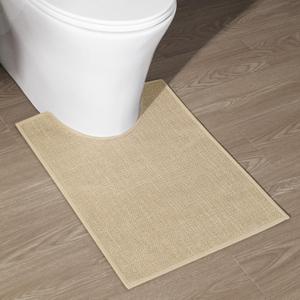 chakme Bathroom Rugs Mat U-Shaped 24x17, Ultra Thin Non Slip Bath Mat Small Quick Dry Absorbent Bath Mat for Bathroom Floor, (Light Beige, U-24"x17")