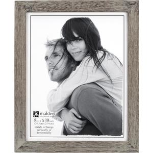 Malden International Designs Linear Rustic Wood Picture Frame, 8x10, Rough Gray