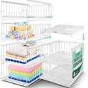 ADFOLEX Closet Organizer Storage Drawers for Clothes, Stackable Metal Storage Bins, Sliding Closet Organizers and Storage Shelves, Closet Wardrobe for Folded Clothes Jeans Pants (White-4PCS)