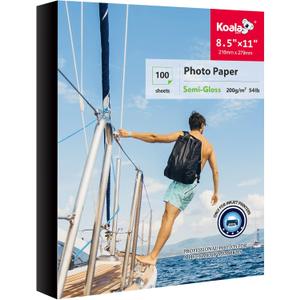 Koala Semi Gloss Photo Paper 8.5 x 11 Inch, Water-Resistant Inkjet Photo Printer Paper, Resin-Coated Photo Paper, 100 Sheets 54LB