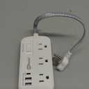 Short Extension Cord 1 ft - Flat Plug Small Power Strip Surge Protetor with 6 Outlets 3 USB (5V/3.4A 17W) Charging Ports, Multi Plug Wall Outlet Splitter for Home Office Dorm Roomc, White