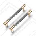 Drawer Pull 2 Pack 5" Cabinet Handles Cabinet Pulls Aluminum Handles Round Pull for Drawer Pulls Gold and Nickle Oxidation Finish with Diamond Pattern Golden Finish 6" Length