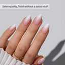 BTArtbox French Tip Press On Nails - Gentle Care, Lamp-Curable 4-Week Wear Pink Ombre Short Almond Press On Nails with Glue and Adhesive Tabs, Easy-to-Apply in 16 Sizes - 32 Nails All-in-One Kit