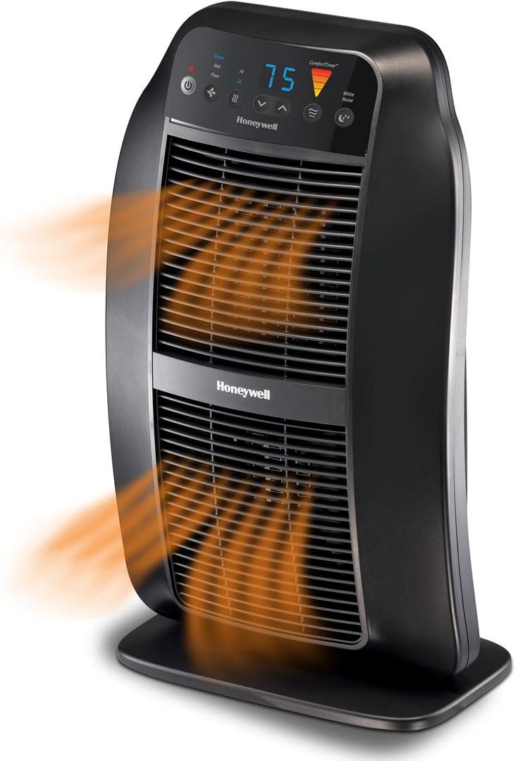Honeywell HeatGenius Ceramic Heater, Black  Easy to Use Space Heater with Multi-Directional Heating, Digital Controls and Programmable Thermostat