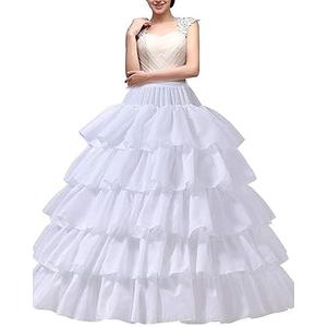 4 Hoops 5 Layers Ball Gown Petticoats Black Petticoat Crinoline Underskirt Big Ruffle Wedding Accessories Tulle One Size, White