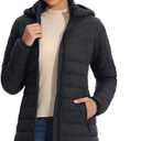 ZMC Packable Women Puffer Coat, Lightweight Water-Resistant Puffer Jacket Detachable Hood Slim-Fit Winter Coat for Women, Medium