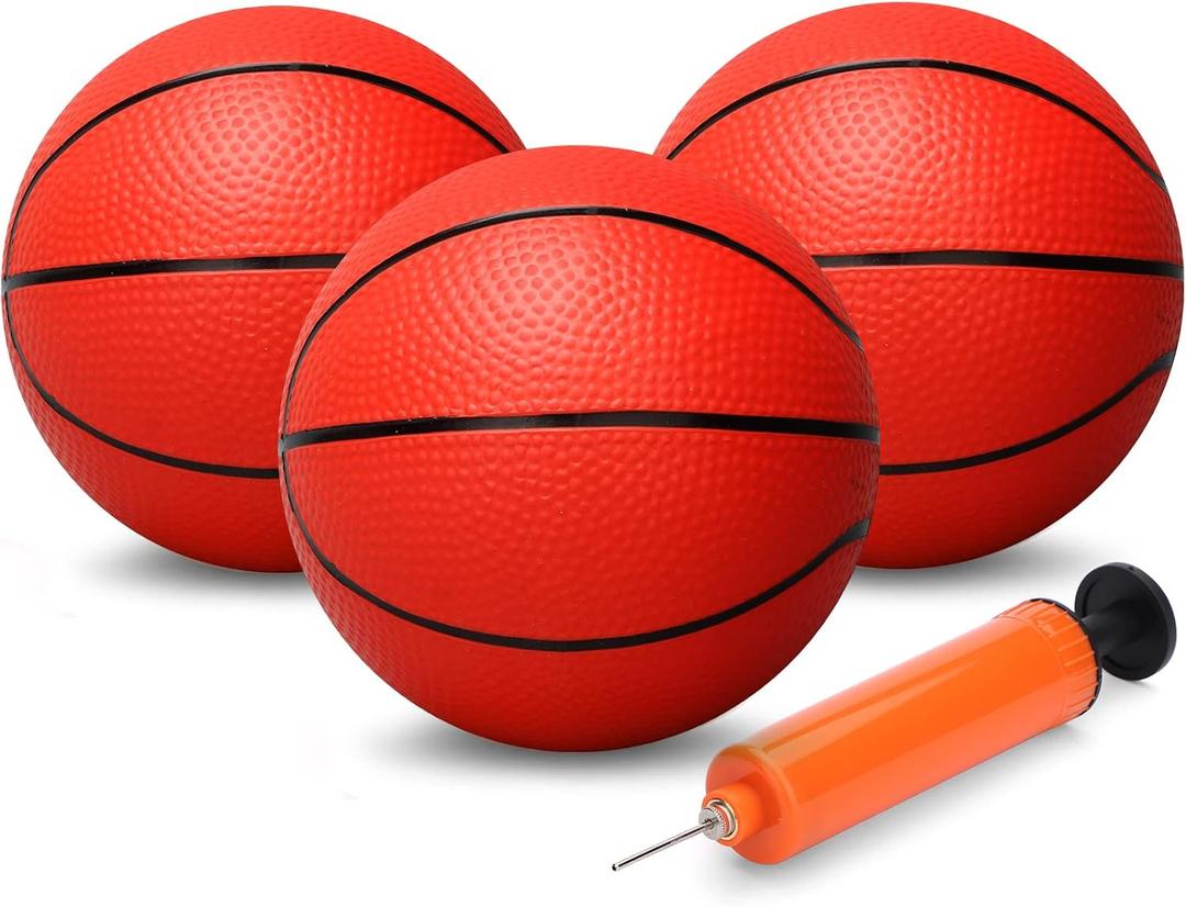 Gamtec 6" Small Basketballs for Kids, Toddler 6 Inch Little Ball for Over Door Mini Hoop, Silence Rubber Basketball Ball for Indoor Outdoor, Beach Sand Toy Balls for Pool Hoop 2PCS with Pump