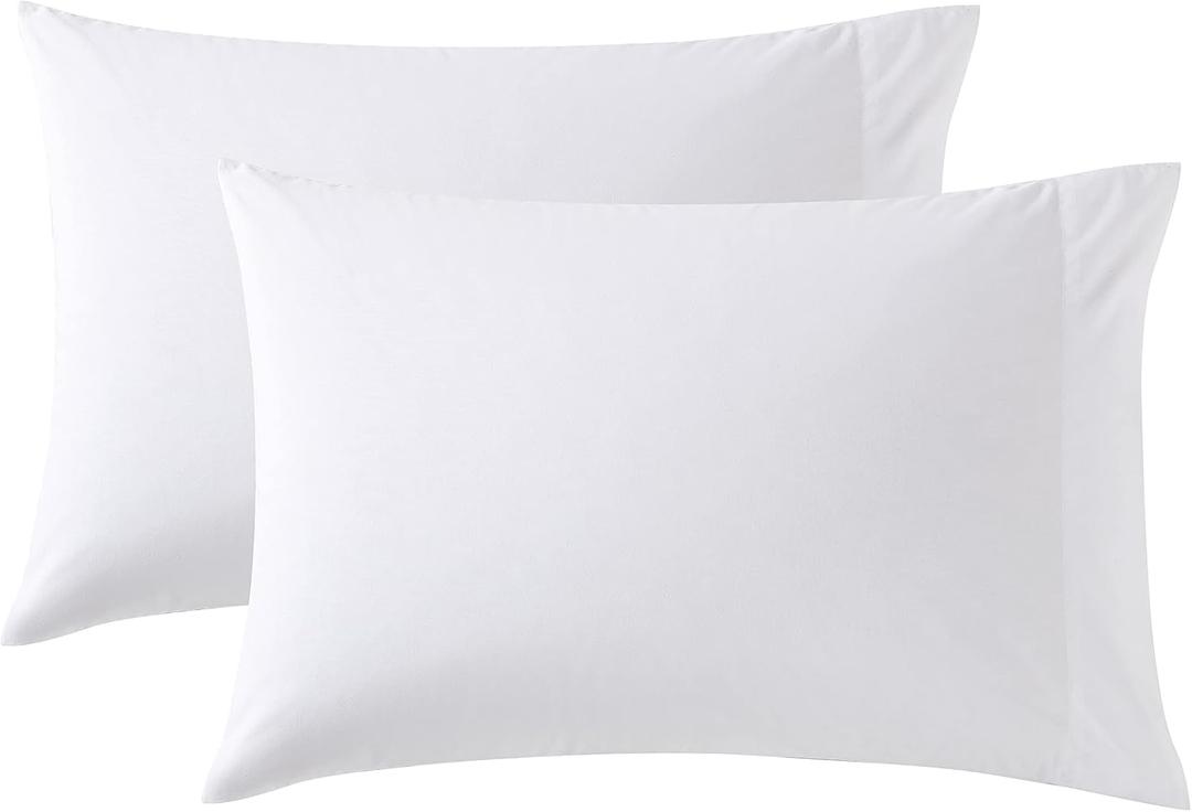 Nautica - Standard Pillowcase Set, Cotton Percale Bedding, Casual Home Decor (Solid White, 2 Piece)