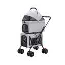 2-Tier Pet Stroller with Detachable Carrier, Foldable Lightweight Pet Bag for Puppy Kitten, Foldable Travel Stroller for Small Dogs Cats Outdoor Use(Gray)