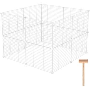 C&AHOME Pet Playpen, Small Animals Supplies, 16 Panels Exercise Playpens Cage, C Grids Portable Yard Fence Indoor, Ideal for Guinea Pigs, Pet Products, DIY Metal Yard Fence, 12"  15" White UPPM3416W