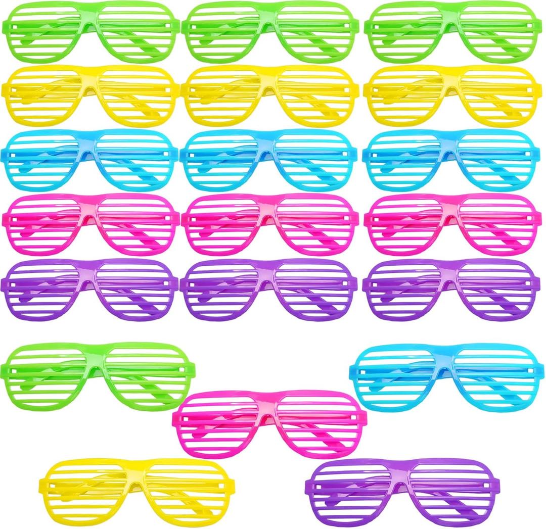20 Pairs Shutter Shades Glasses Neon Slotted Sunglasses 80s Accessories Eyewear Props