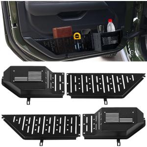 2 Pcs Metal Front Door Pocket Organizer Compatible with 2018-2025 Jeep Wrangler JL JLU 4XE,2020-2025 Gladiator JT Storage Box (Not Fit for Power Seats)