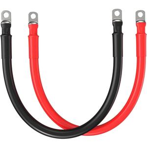 2AWG Pure Copper Battery Cables with 3/8" Lugs Red & Black, 1FT, 2-Pack for Car, RV, Truck, Boat, Marine, Solar Power, Motorcycle, Automotive, Off-Road, Boat Accessories