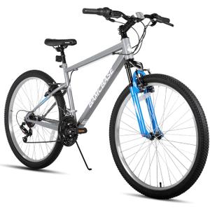 HILAND 26 27 Inch Mountain Bike, Mens Womens MTB with 18 Speeds, High-Tensile Steel Frame, V Brake, Hardtail Bicycle for Adults (gray)