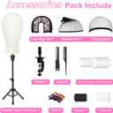 22 Inch Wig Head Mannequin Head for Wigs, Wig Stand with Head for Hair Styling Practice Display Wigs Making Tripod Stand with T Pins Set