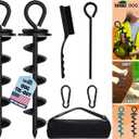 Eurmax USA Heavy Duty Dog Tie Out Stake for Large Dogs up to 210 lbs Dog Stakes for Outside,Dog Anchor, Gadgets, Accessories for Dogs,Dog Runner Leash Stake Trampoline Stakes(2,Medium,Black)